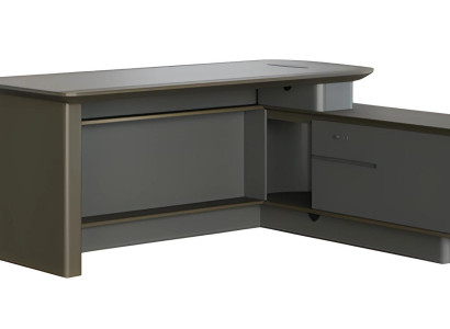 Mesa de canto cinza moderna com armazenamento e elegantes passagens de cabo