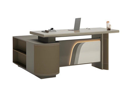 Balcão de recepção com iluminação