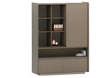 Armário de escritório moderno com prateleiras e gavetas para documentos