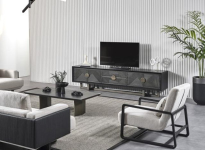 Sofá e cadeira de tecido marrom moderno