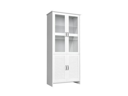 Moderno armário de vitrine de MDF branco com vidro