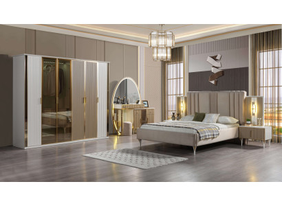 Conjunto de cama moderno com 6 peças, incluindo mesa de cabeceira