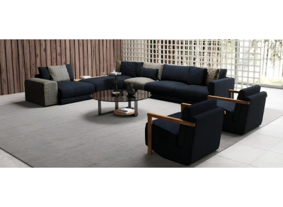 Sofá de canto elegante com cadeira, lindo e confortável ao mesmo tempo