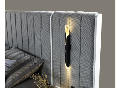 Conjunto de móveis de quarto com cama e 2 mesas de cabeceira modernas