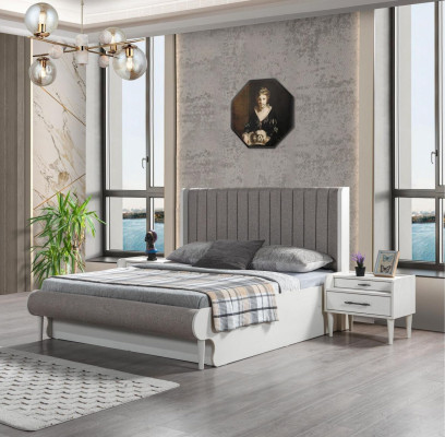 Conjunto de móveis elegante de 3 peças com cama + 2 mesas de cabeceira