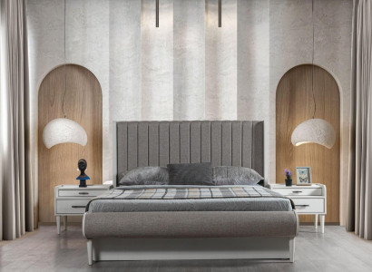 Conjunto de móveis elegante de 3 peças com cama + 2 mesas de cabeceira