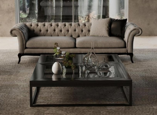 Sofá moderno de três lugares, design beleza, conforto