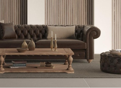 Banco e puff para a sala de estar, que combina estilo e conforto