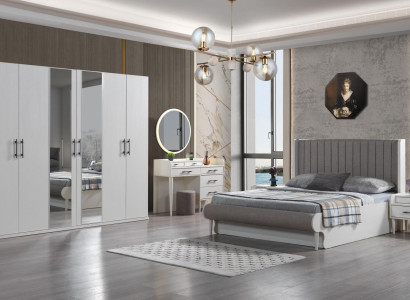 Conjunto de móveis de quarto Koko 6 peças cama moderna armário mesas de cabeceira