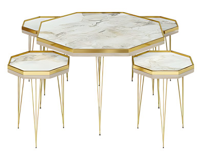 Conjunto de mesas de café de madeira