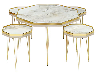 Conjunto de mesas de café de madeira