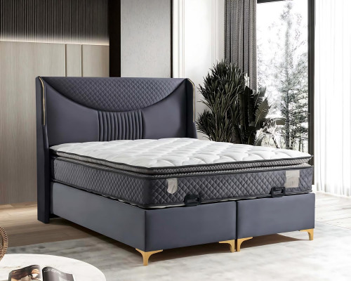 Conjunto de cama cinza moderno com colchão