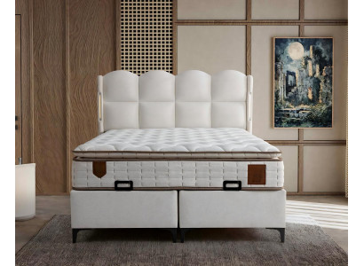 Cama branca elegante com colchão moderno