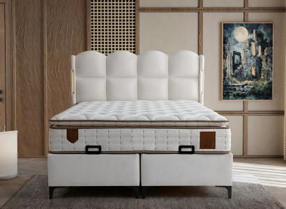 Cama branca elegante com colchão moderno