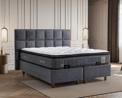Conjunto de cama cinza moderno com colchão