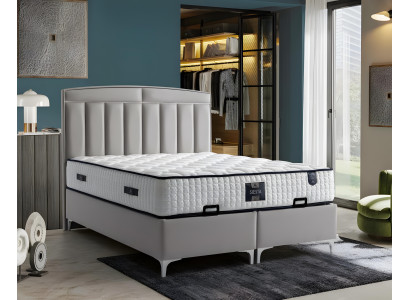Conjunto de cama cinza moderno com colchão