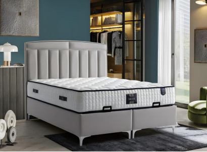 Conjunto de cama cinza moderno com colchão