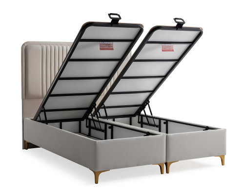 Camas elegantes de tecido e madeira