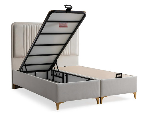 Camas elegantes de tecido e madeira