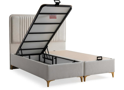 Camas elegantes de tecido e madeira