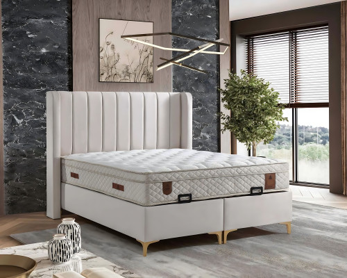 Cama elegante com tecido marrom