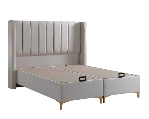 Cama elegante com tecido marrom