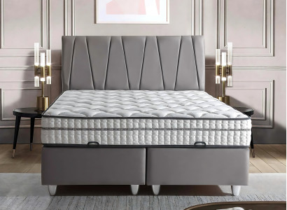 Cama elegante cinza com colchão em estilo moderno