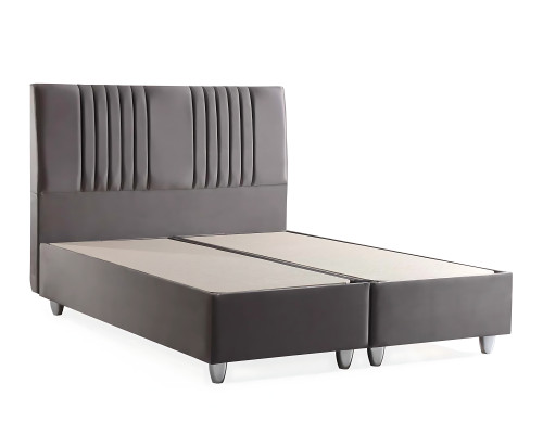 Cama de tecido cinza com colchão moderno