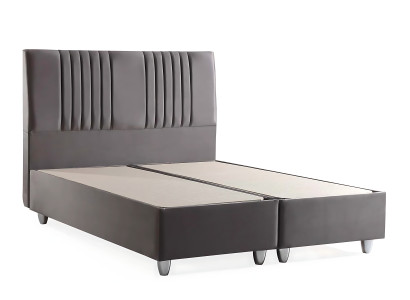 Cama de tecido cinza com colchão moderno