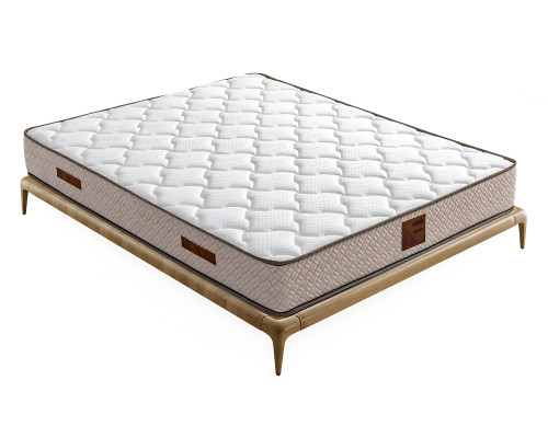 Cama elegante de tecido e madeira