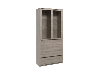 Cozinha com gaveta e prateleiras de vidro