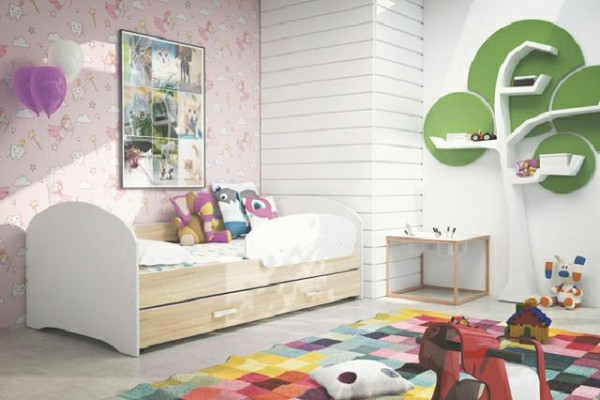 Cama para jovens, cama de madeira maciça com gaveta, cama Luki TS