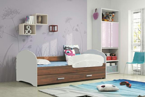 Cama para jovens, cama de madeira maciça com gaveta, cama Luki TS