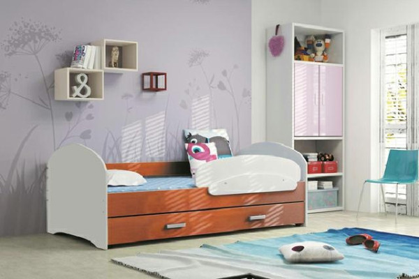 Cama para jovens, cama de madeira maciça com gaveta, cama Luki TS