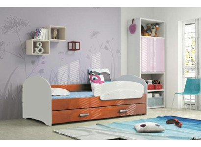 Cama para jovens, cama de madeira maciça com gaveta, cama Luki TS