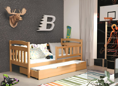 Cama de divã LETTO A CASTELLO Cama de madeira maciça LETTO DOPPIO Cama de divã com 2 camas Nova KACPER2