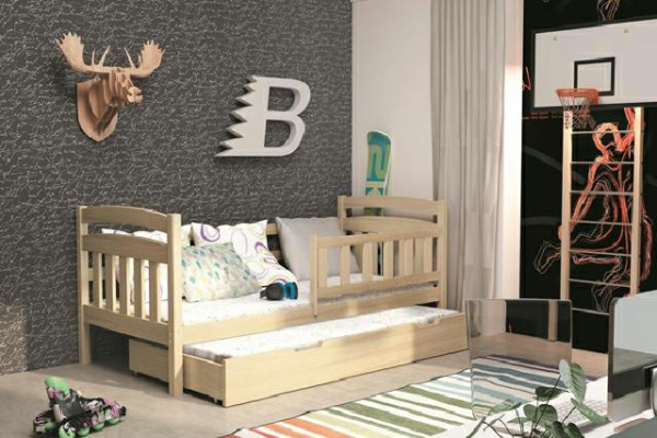 Cama de divã LETTO A CASTELLO Cama de madeira maciça LETTO DOPPIO Cama de divã com 2 camas Nova KACPER2