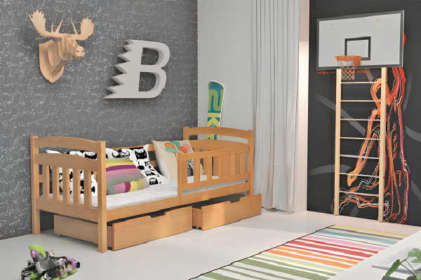 Cama infantil Barnes com colchão e gaveta KACPER 1