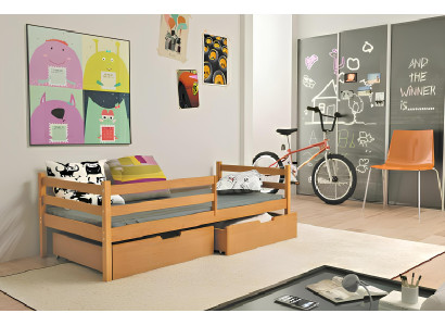 Cama infantil Barneseng + caixa de armazenamento de madeira maciça Aito