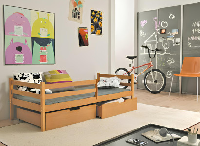 Cama infantil Barneseng + caixa de armazenamento de madeira maciça Aito