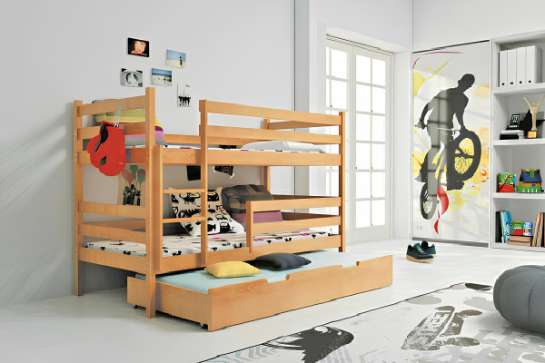 Cama de casal, cama alta, cama de casal, camas de madeira maciça