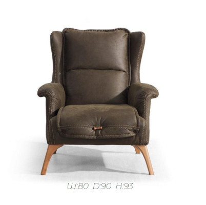 Weicher Ohrensessel Couch Sessel Einsitzer Möbel Sofa Wildleder Optik Schwarz