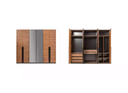 Kleiderschrank Braun Holz Möbel Design Luxus Schlafzimmer Garderobenschrank