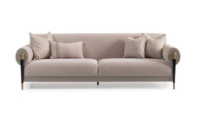Stoffsofa Dreisitzer Sofa 3 Sitzer Polstersofa Modern Design Beige Neu
