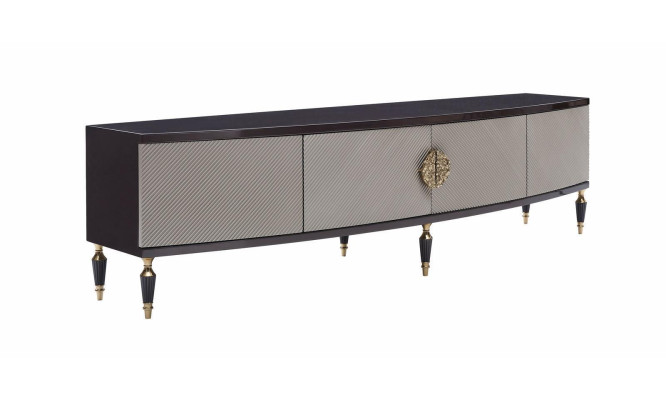 Sideboard RTV Lowboard TV Ständer Schrank Holz Grau Wohnzimmer