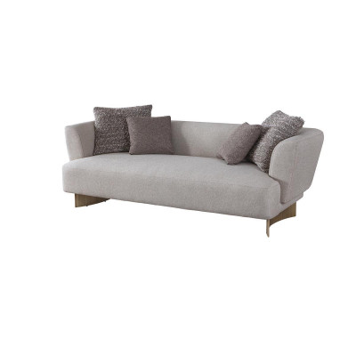 Grauer Polster Dreisitzer Wohnzimmer Designer Couchen Holzgestell Sofa