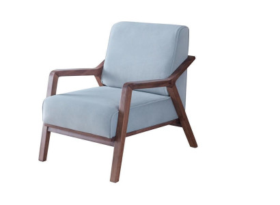 Blauer Exklusiver Sessel Wohnzimmer Armlehnen Einsitzer Holzgestell Neu