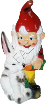 Design Zwerg mit Kaninchen Figur Garten Statue Skulptur Figuren Skulpturen  Neu