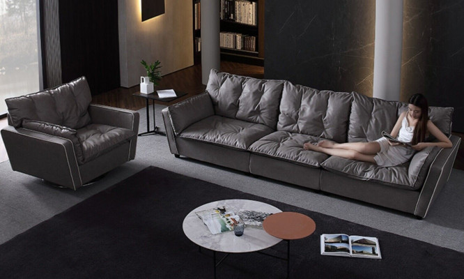 Sofagarnitur 5+1 Sitz Sofas Couch Polster Italienische Möbel Leder