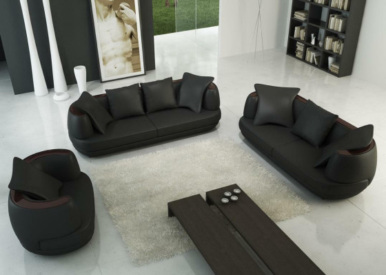 Luxus Design Sofagarnitur Klassische Leder Couch Polster Sitz Set Sofa